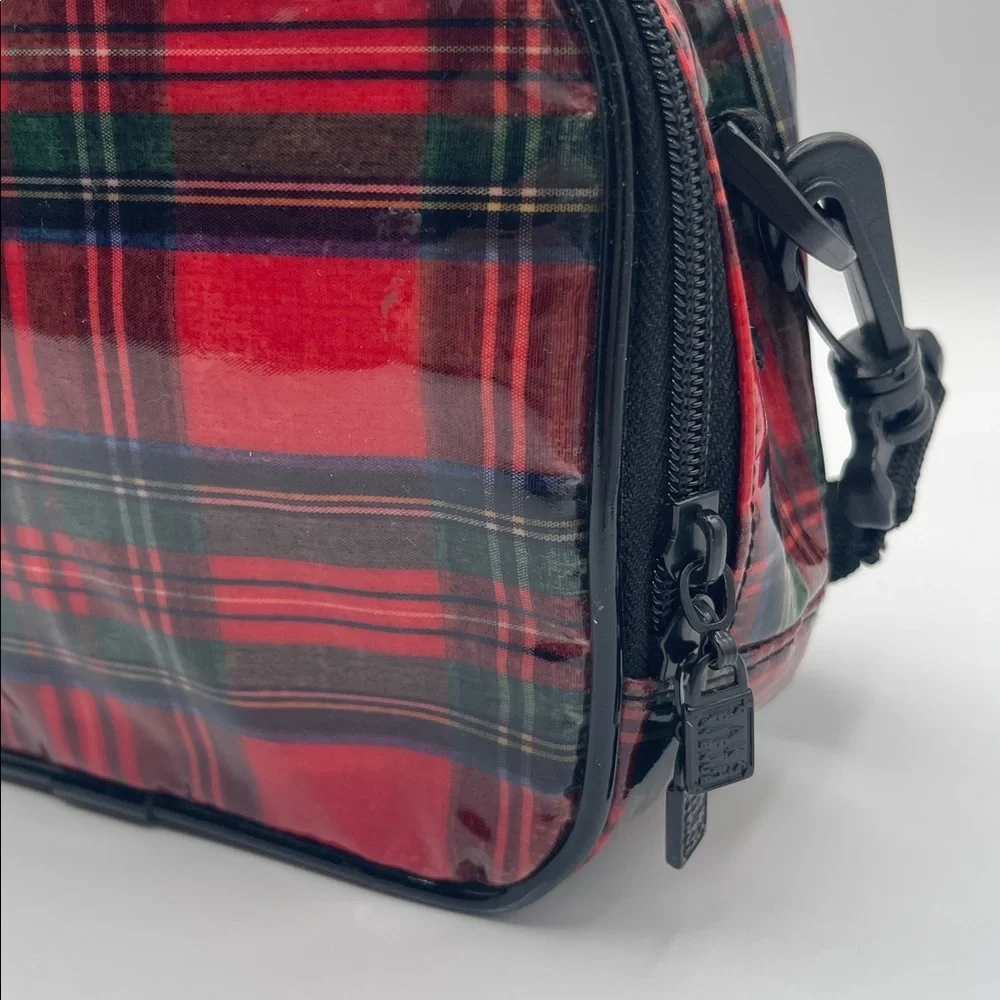 SAKS FIFTH AVENUE RED PLAID PVC CROSSBODY MINI BAG